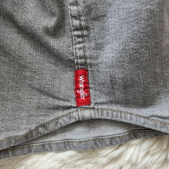 Wrangler Men's XL Indigo Gray Denim Pearl Snap Long Sleeve Western Button Up - Picture 8 of 11